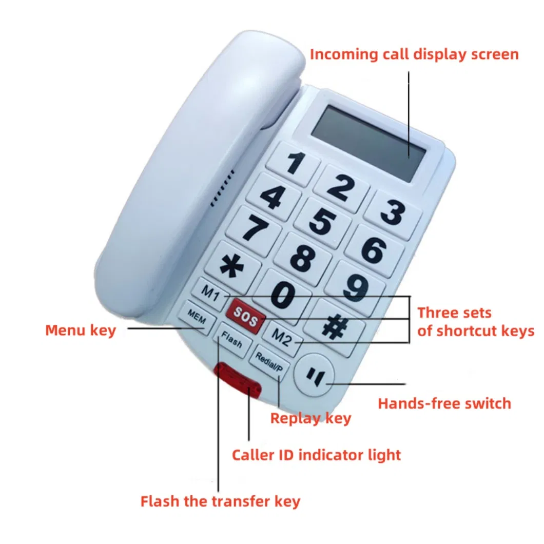 Senior-Friendly Dial Phone with Large Buttons and Caller ID