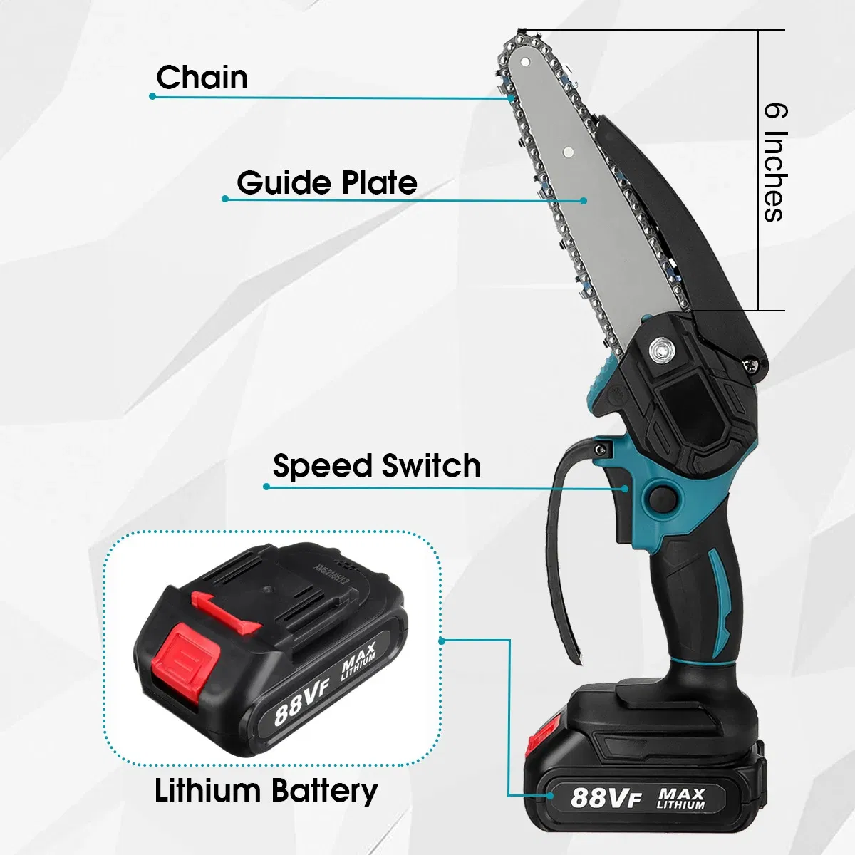 High Power Handheld Cordless Chainsaw Garden Tool Small Electric Saw Lithium Battery Portable Woodworking Chain Saw