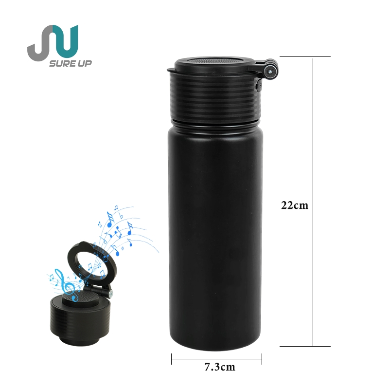 Stainless Steel Vacuum Flask with Bluetooth Speaker and Mobile Phone Holder