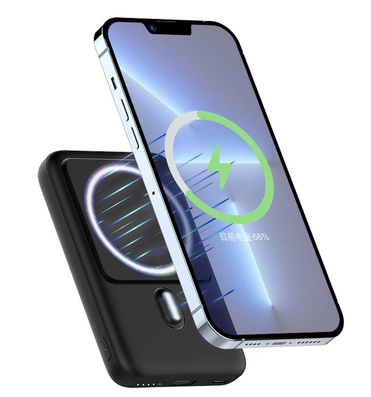 Магнитный пауэрбанк 10000 мАч с беспроводной зарядкой 15W