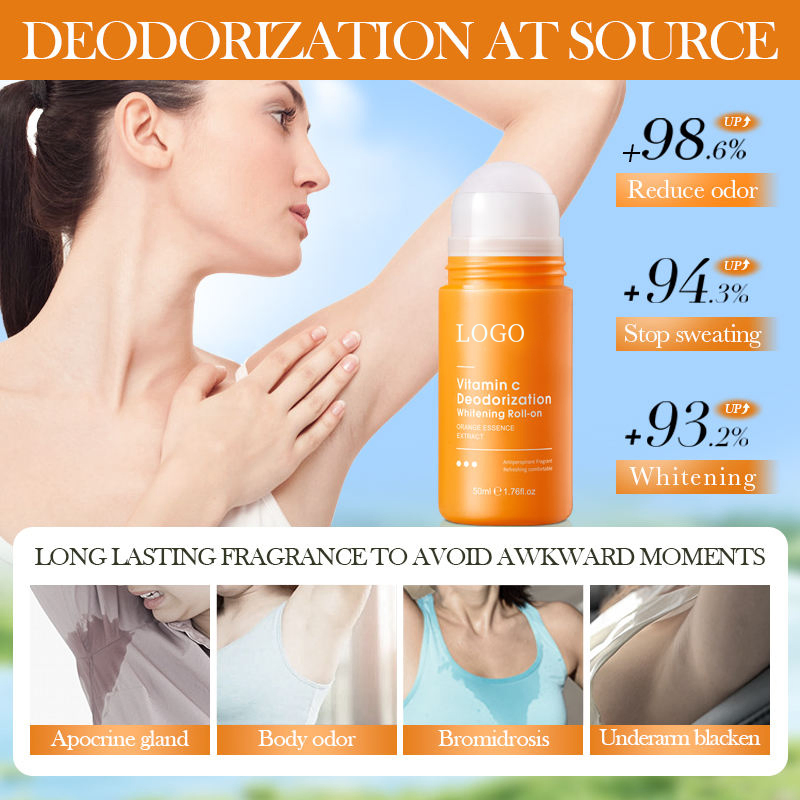 Ditong Best Selling Natural Orange Refreshing Comfortable and Lasting Fragrance Vitamin C Deodorizing Whitening Roll-on Antiperspirant