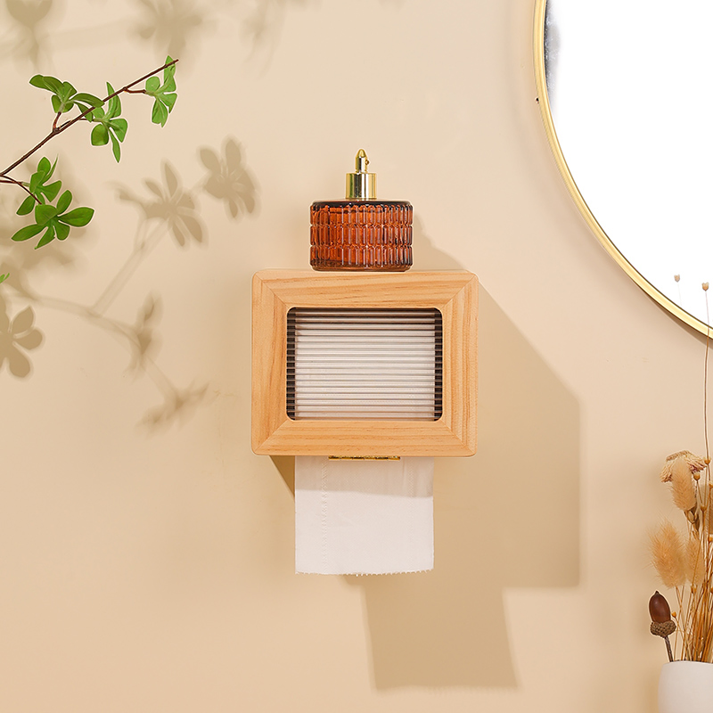 Chic Wooden Holder Box for Kitchen Tissue and Toilet Paper Roll Dispenser