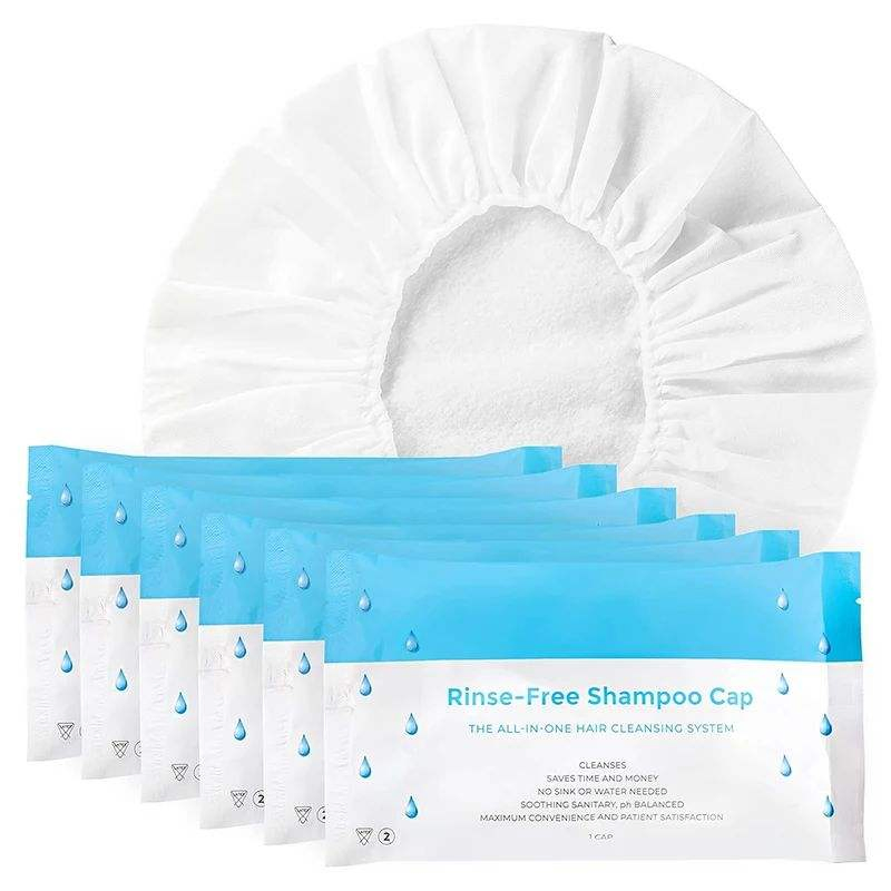 2024 Hot Selling Non Woven Fabric No Rinse Shampoo Cap Disposable Rinse Free Hair Cap Wet or Dry Needled Punched for Elderly