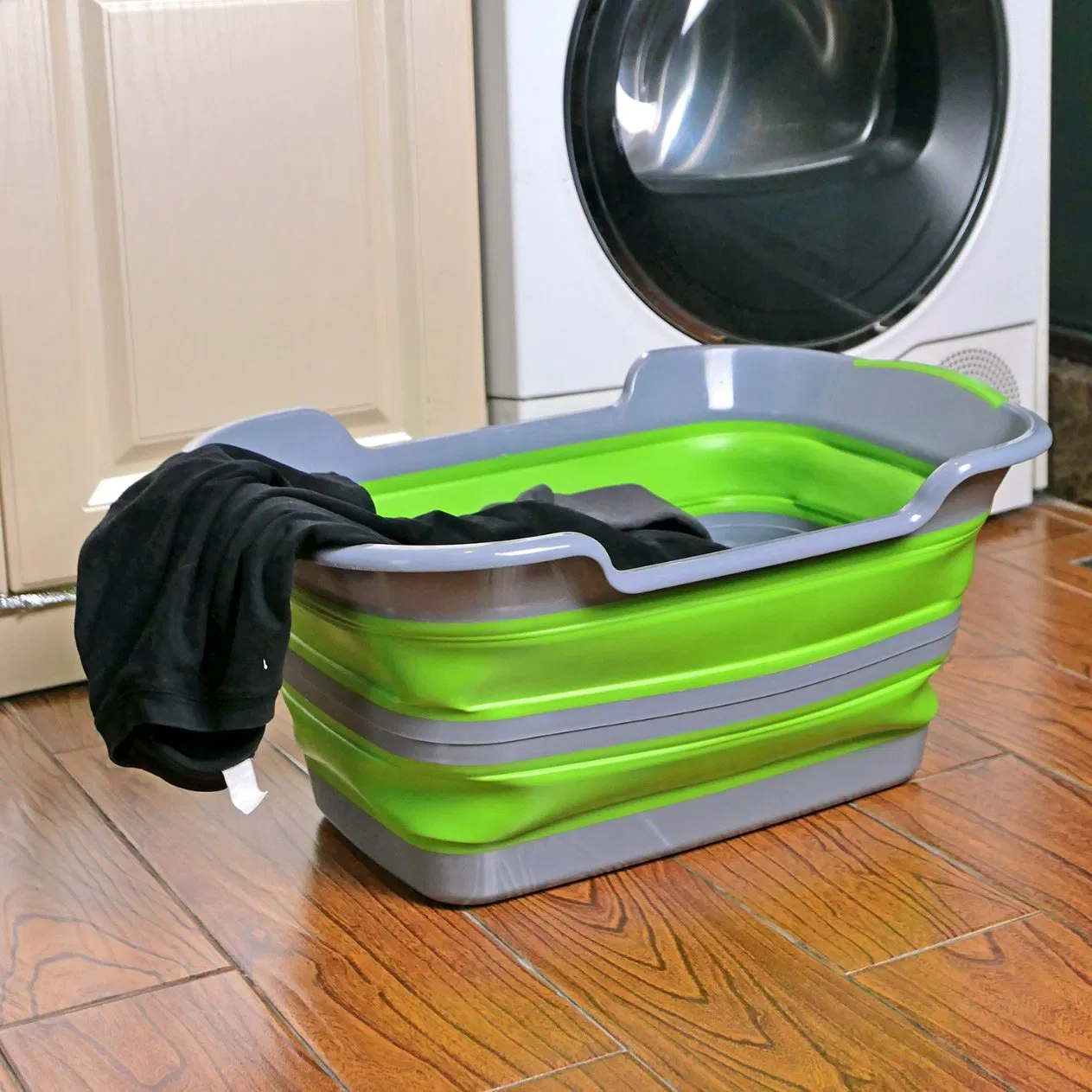 Green Multi-Functional Polyester Foldable Bathtub Storage Basket for Dirty Clothes Pet Swimmingpool