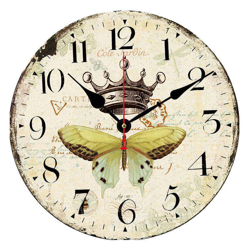Dia 30/34/40/60cm Antique Decorative Wall Clock Maison Wooden Wall Clock Home and Table Decoration Promotion Gift Clock for Kitchen/Living /Bed Room