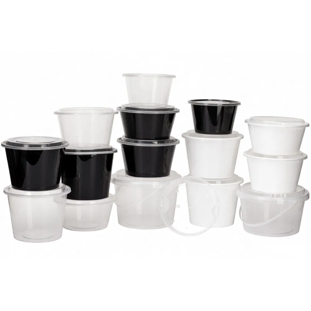 Disposable PP Round Food Container Box with Lid for Camping and Restaurant Us