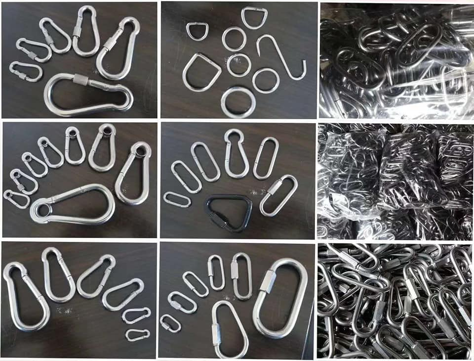 Multi Sizes 304 Stainless Steel Spring Carabiner Snap Keychain Hook