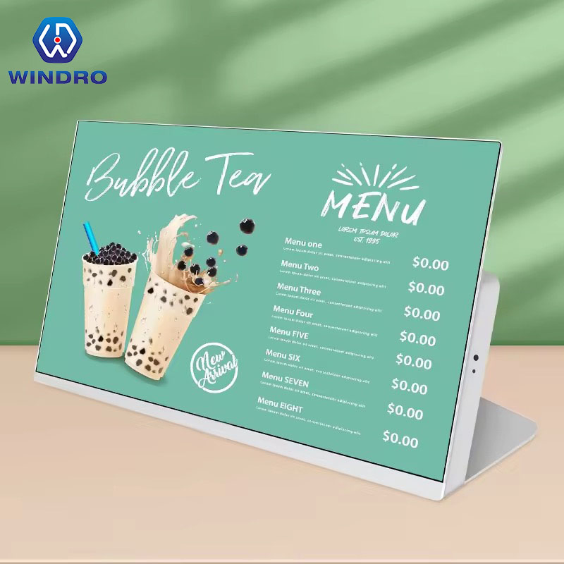 Windro 21.5 24 27'' L-Type Design Multi Points Touch Screen Tablet Food Menu Ads Table-Top Digital Display for Coffee Shop Restaurant