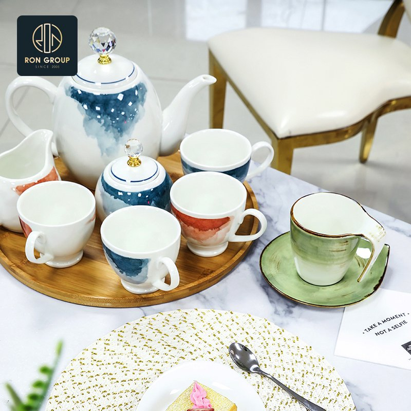 Wholesale Porcelain Drinkware Stylish Customized Colored Water Tea Coffee Cafe Cup for Home Hotel Restaurant