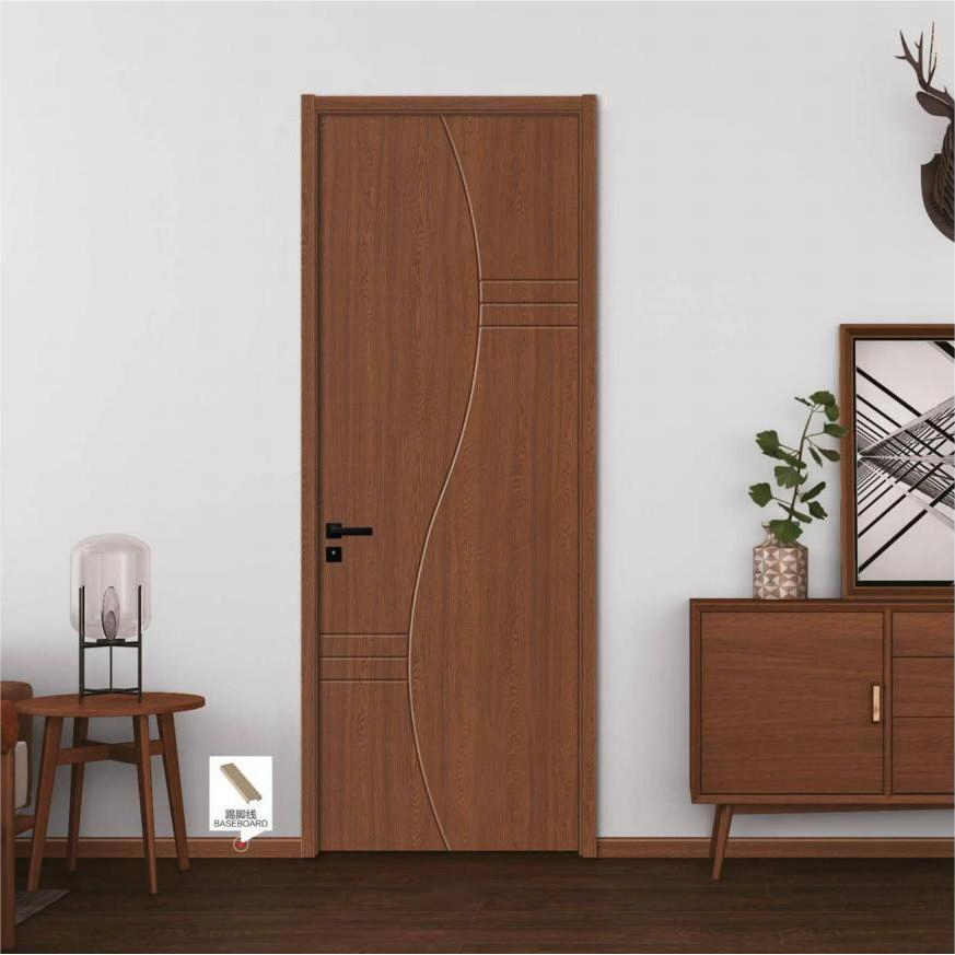 Interior Thermal Insulation Hot Press Formed Soundproof, Waterproof and Safe PVC Finishing Wood Plastic Composite Flush Doors for Cold Regions