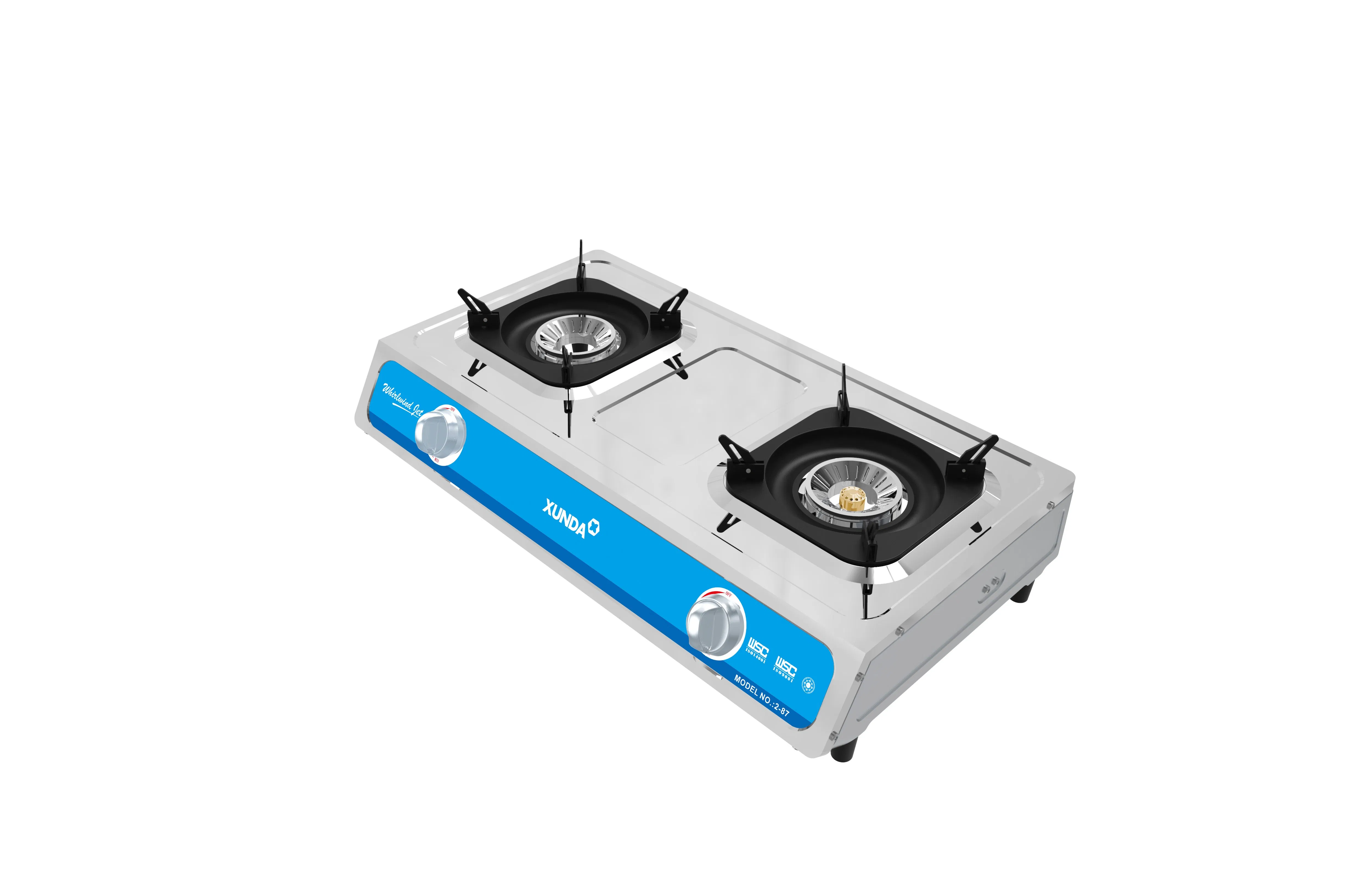 Xunda Table Top Gas Stove with 2 Burner and Stainless Steel Surface
