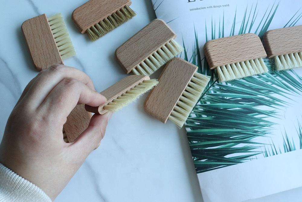 Natural Beewood Wooden Cleaning Nail Fingernail Brush Non-Slip Scrub Brush for Cleaning Hands, Feet and Cuticles