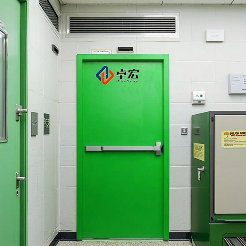 Zhuohong UL Certified Steel Exit Fire Door with Push Bar in Stock