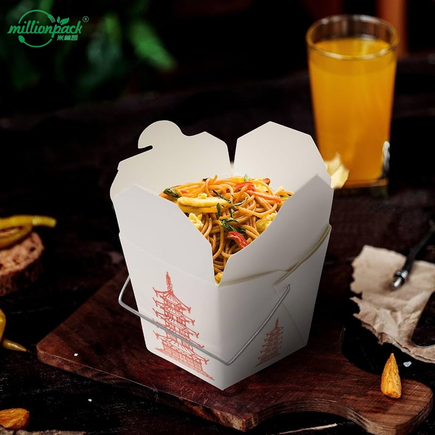 Round Design Noodle Packaging Kraft Paper Bowl for Traditional Presentation Style