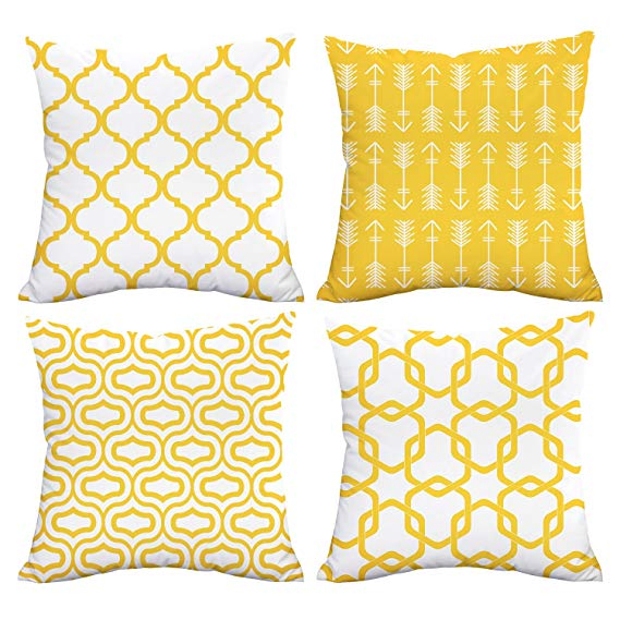 Linen Throw Cushion with Check Design Geometrical Design