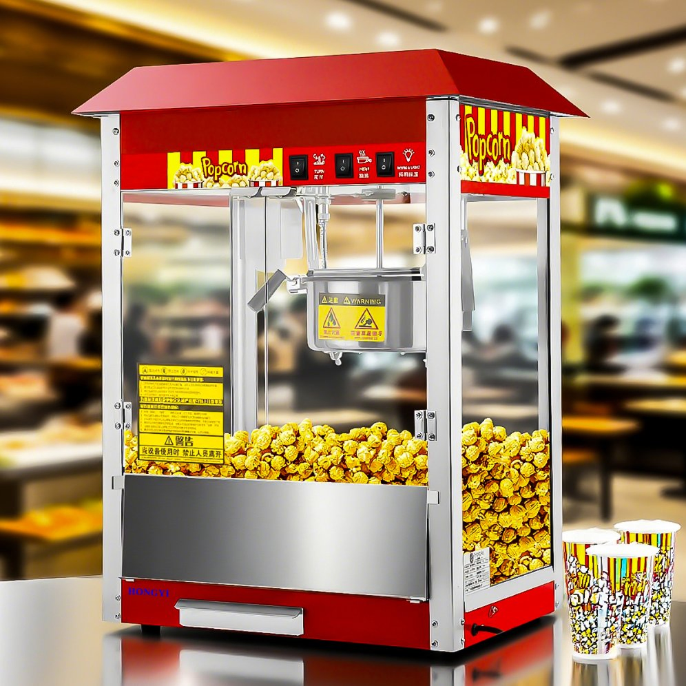 Red Roof, Customizable, Factory Direct Sale, Best-Selling Popcorn Machine.