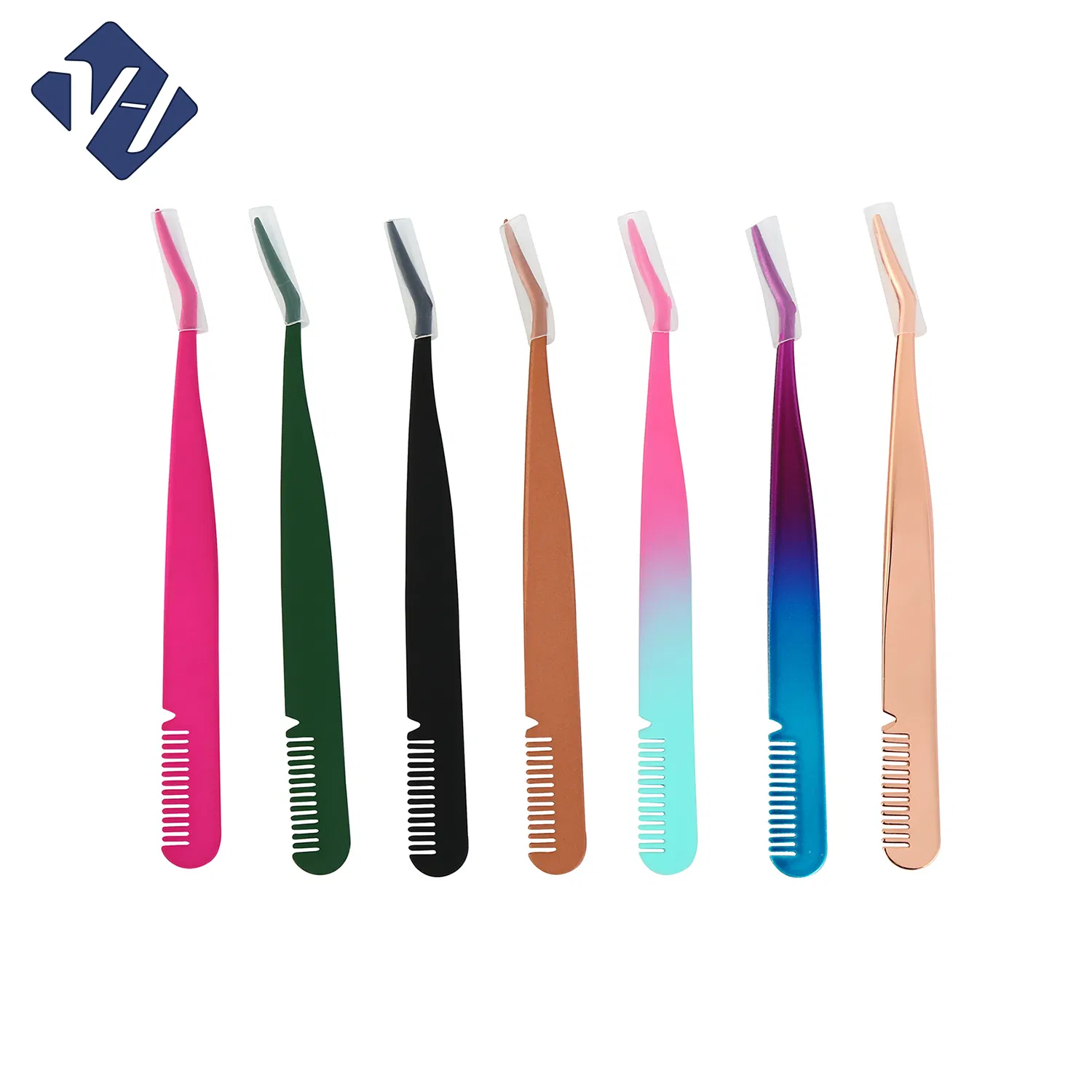 Stainless Steel Portable Wholesale Custom Label Curved Eyebrows False Eyelashes Hot Sale Tweezers with Comb