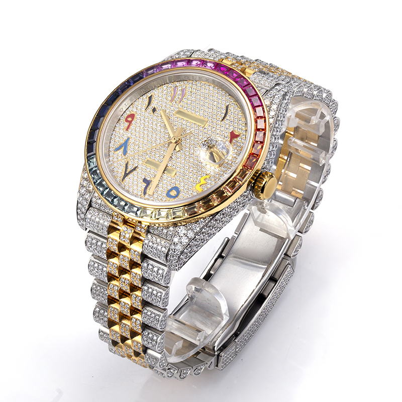 Vvs Moissanite Diamond Stainless Steel Handmade Custom Hip Hop Watches