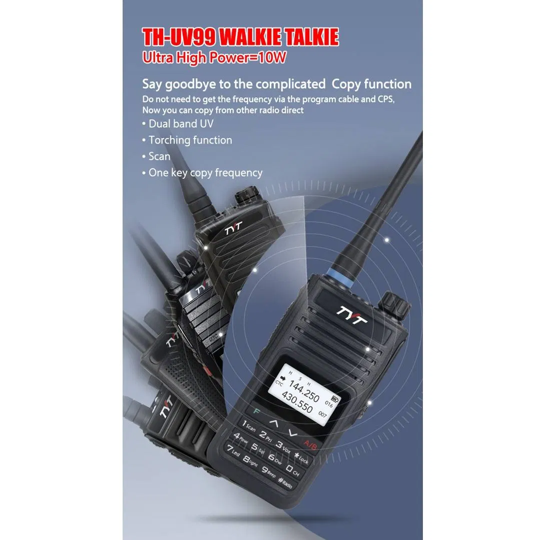Tyt Th-UV99 Waterproof IP67 Dual Band 10W Walkie Talkie 3000mAh Long Range