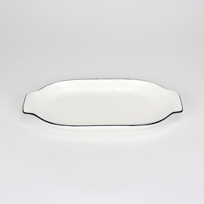White Black Edge Ceramic Dinner Plate Tableware Series Many Styles Manufacturers Processing Dish Plate Round Plate Square Plate Flat Plate Wholesale