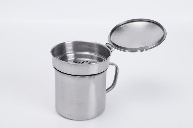Home Stainless Steel Oil Strainer Cup Grease Separator Clean Storage Oil-Filter Cup