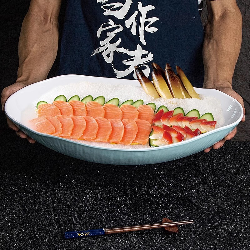Sashimi Dry Ice Plate Special Melamine Seafood Sushi Restaurant Salmon Serving Plate