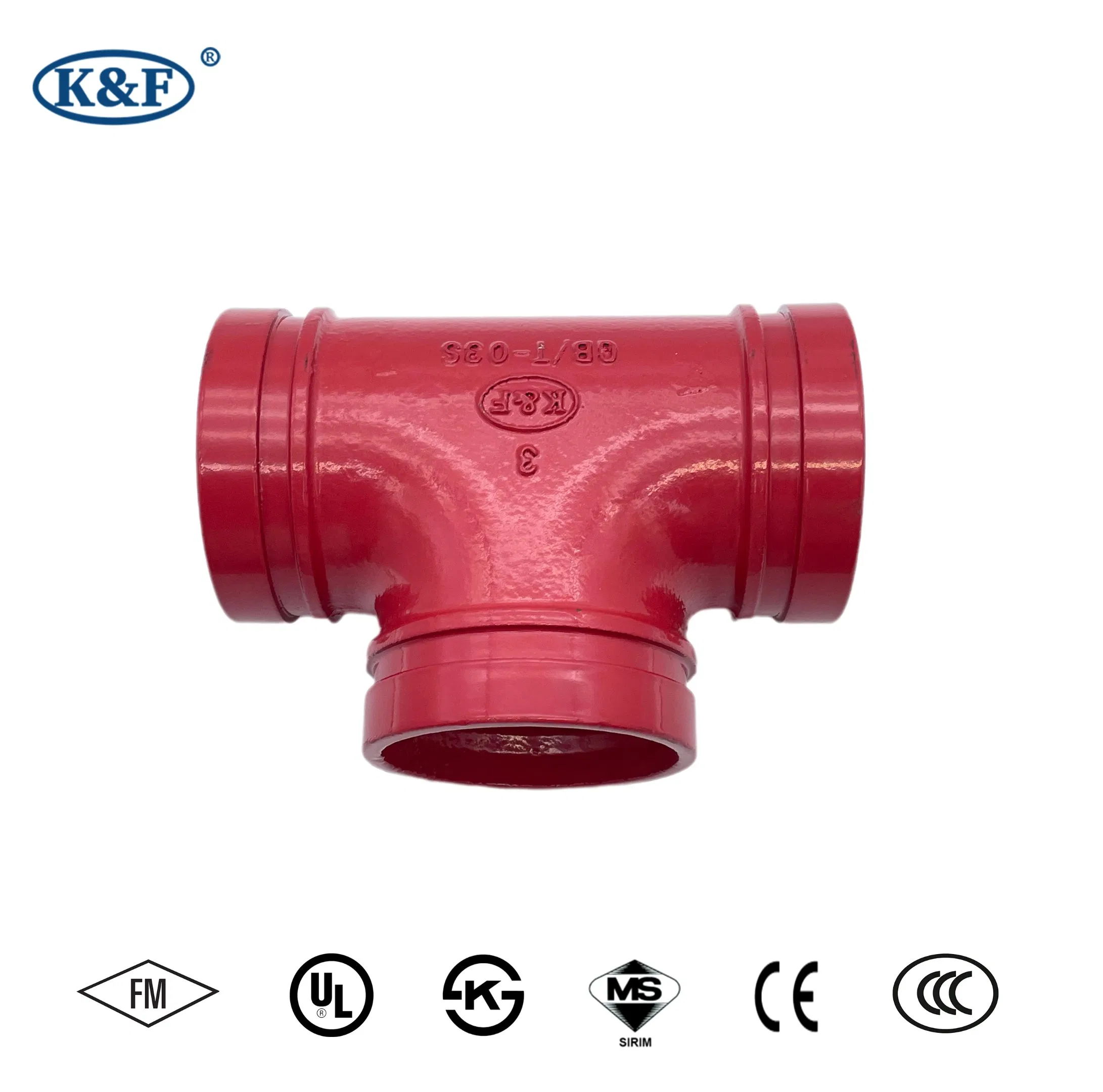 Kanaifu DN15 D. I. Ductile Iron Grooved Round Pipe Fitting Tee for Fire System
