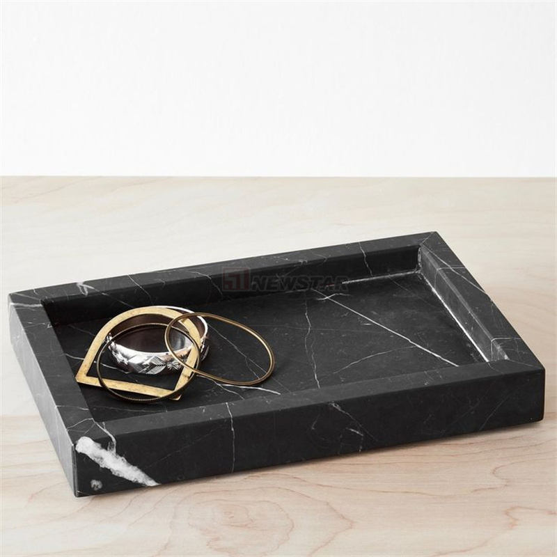 Newstar Natural Marble Tray Coaster Ornaments Serving Platter Sweets Tray Travertine Tray