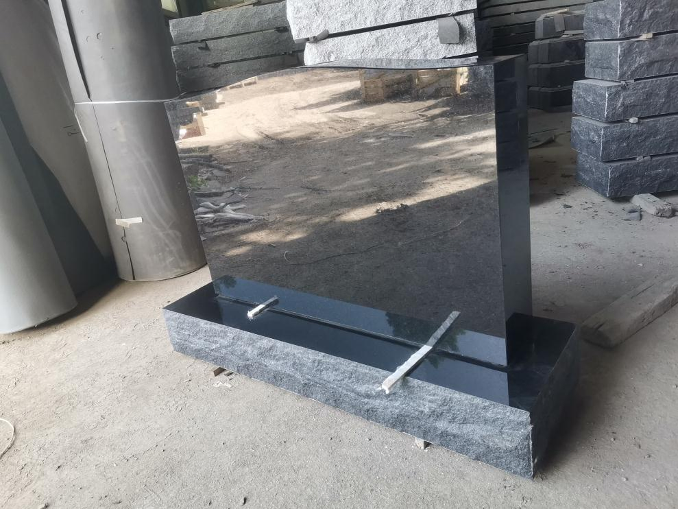 American Style China Absolute Black Granite Upright Headstones Monument Special Design Customized