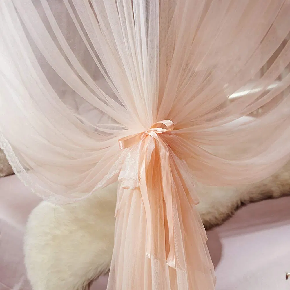 Elegant Bed Curtains Canopy Embroidery Ruffle Canopy Netting Bed Canopy Mosquito Net