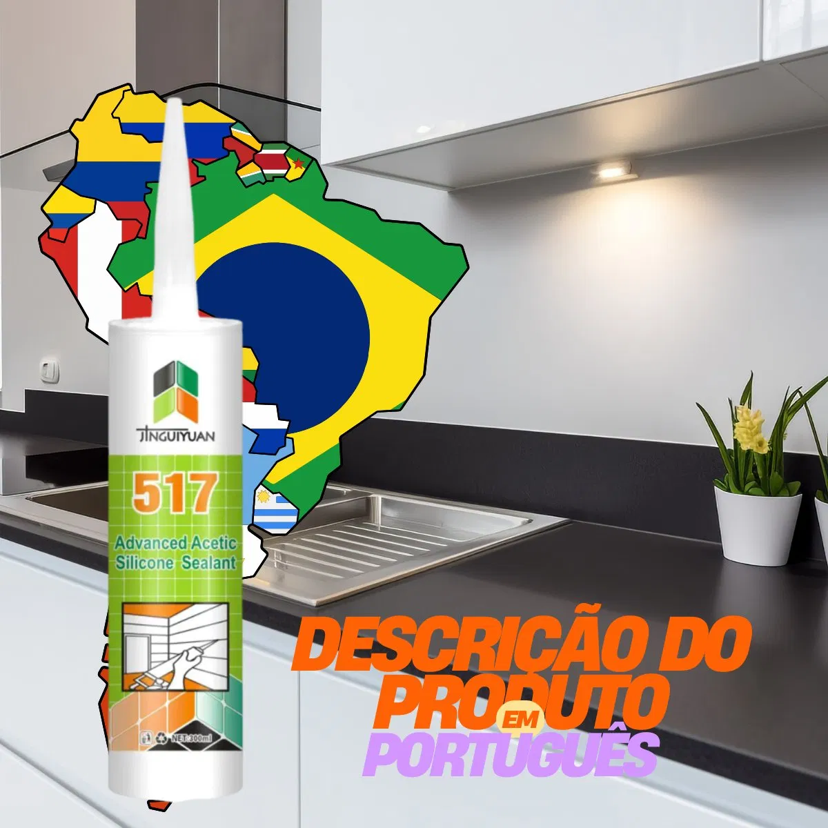 Chine Selante De Silicone Acetico Da Topsen Para Azulejos De Cozinha E Banheiro