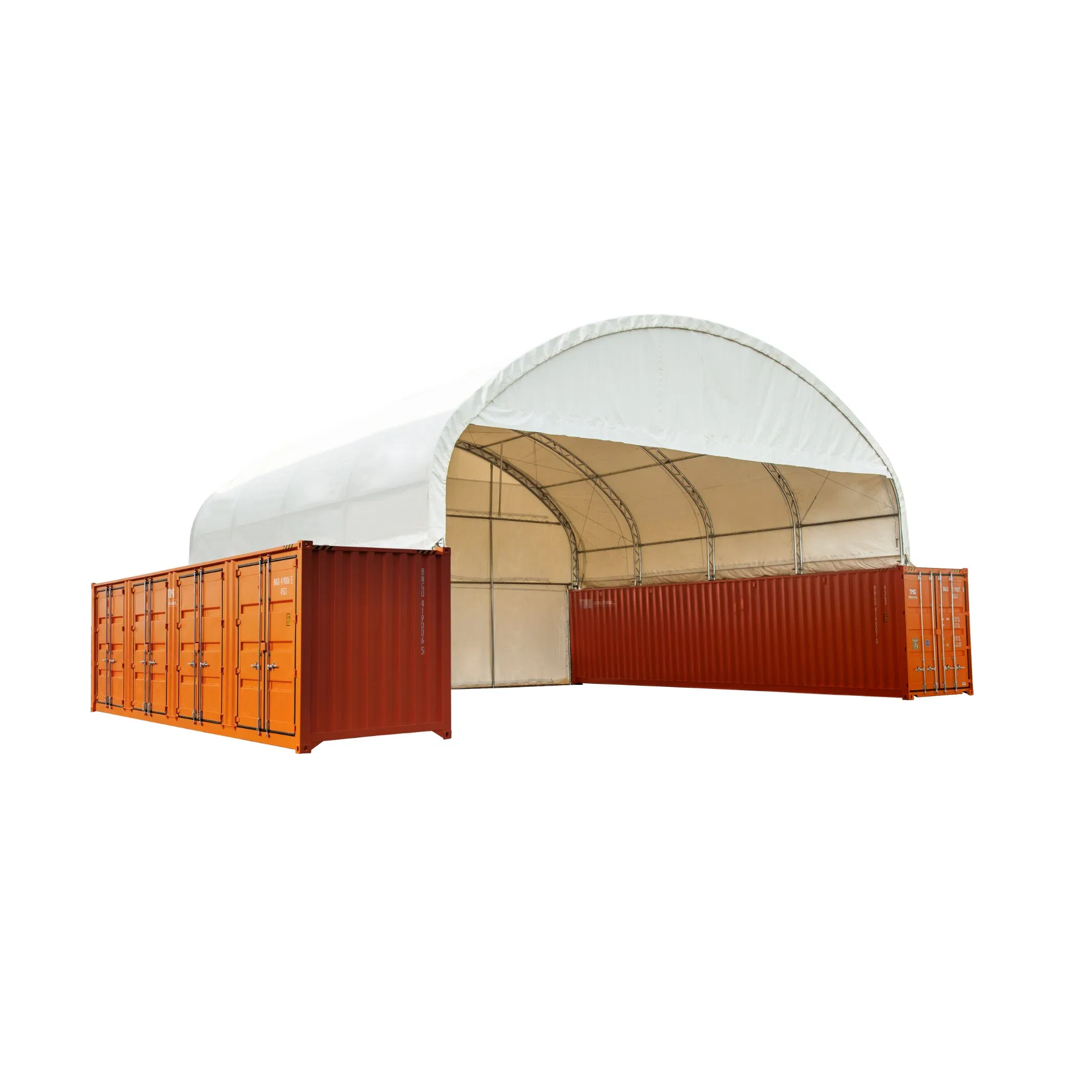 40FT Industrial Warehouse Double Truss Frame PVC Waterproof Roof Canopy Container Shelter