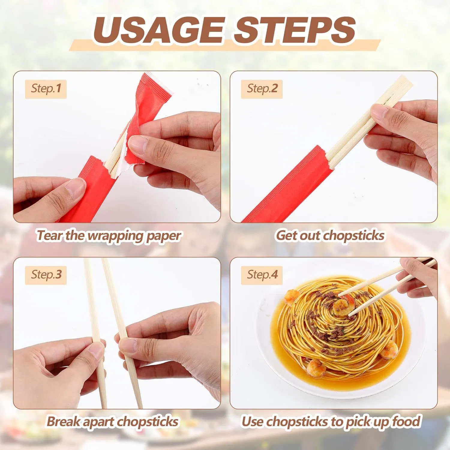 Disposable Bamboo Chopsticks Cheap Price Twins Chopstick with Custom Logo Printing Packaging