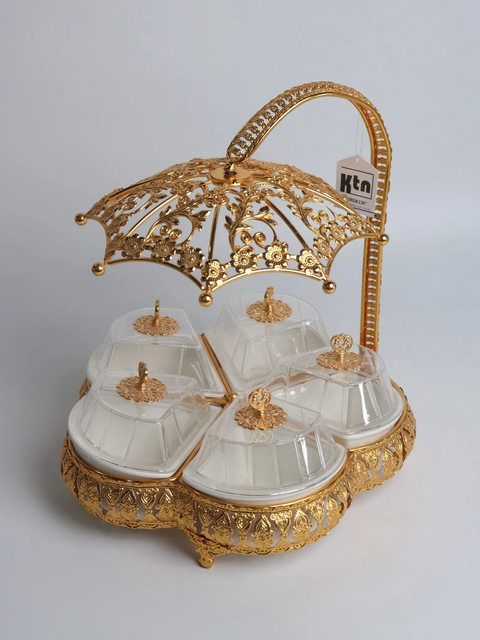 China Wholesale Market Iron Tray with Plastic Bowl Set Candy Tray