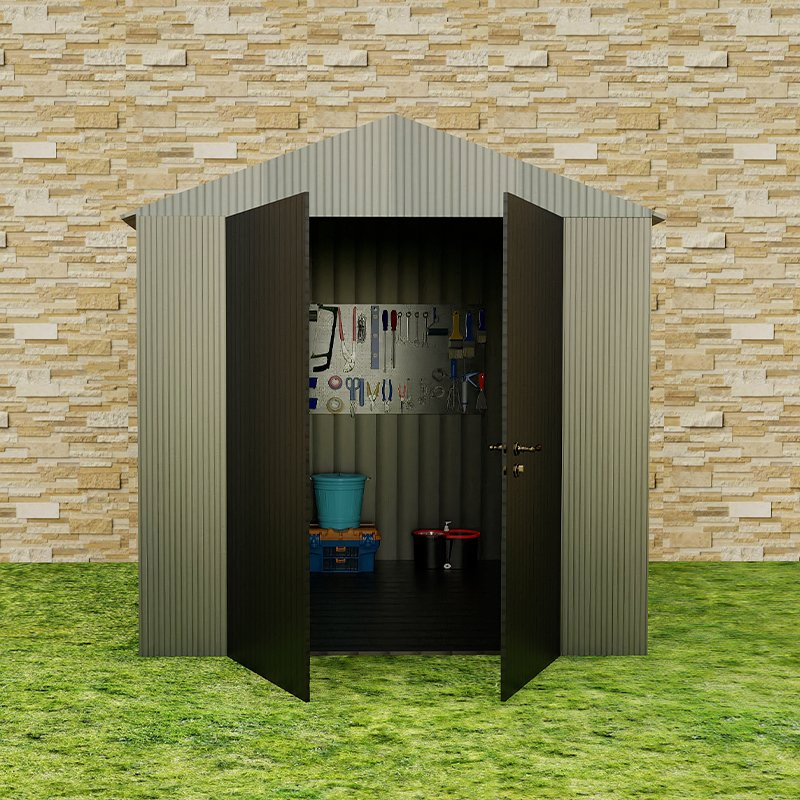 Patio Metal Shed, Lockable Garden Shed for Outdoor Backyard Patio Storage