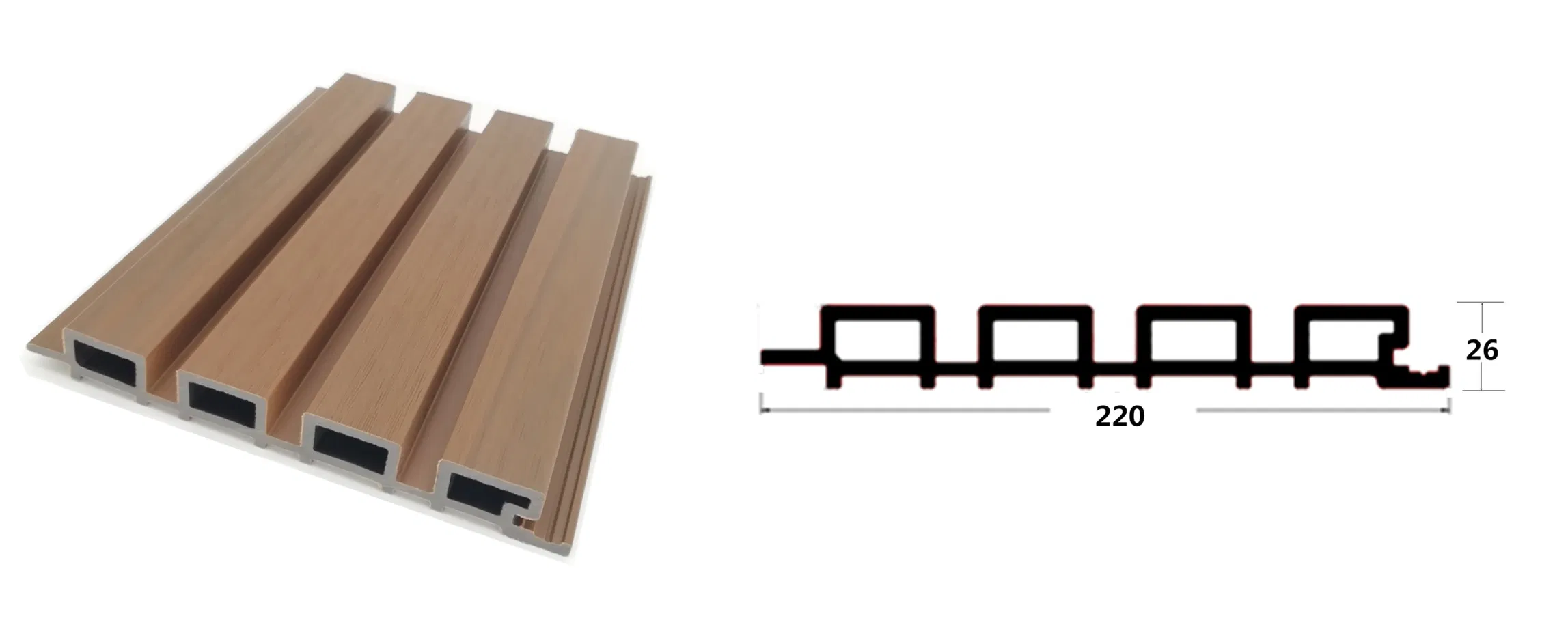 Free Samples Waterproof Outdoor Co Extrued WPC Wall Panel Slatted Composite Cladding