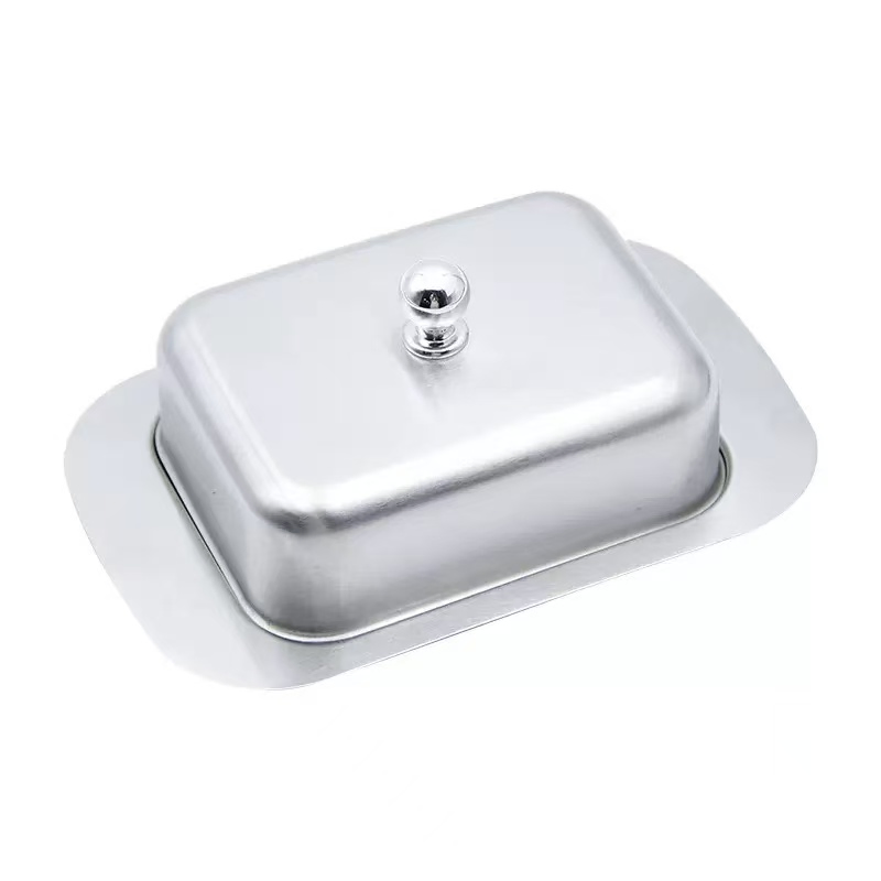 Commercial Kitchenware Food-Grade Stainless Steel Western-Style Cheese Butter Dish with Lid