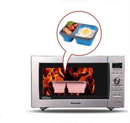 Microwavable Lunch Box Glass Rectangular Silicone Food Packaging Meal Prep Bento Food Container