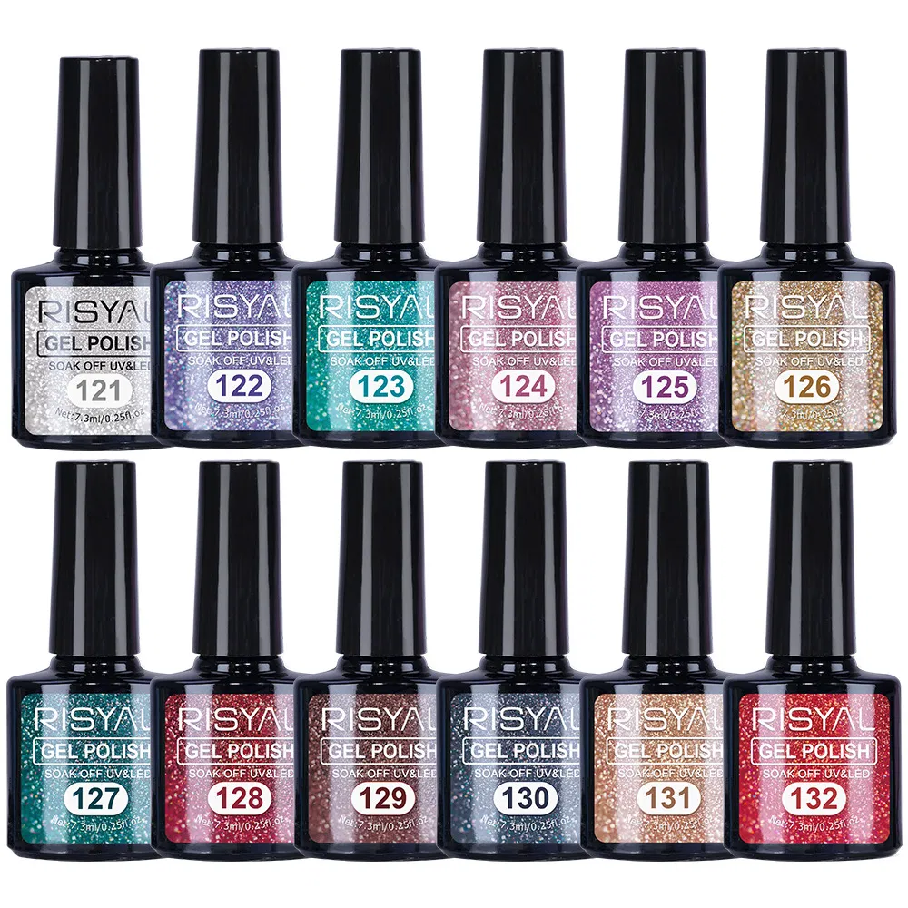 Holographic Gel Nail Polish - 12 Colors Rainbow Chrome Mirror Effect Nail Color Gel with Prismatic Shine