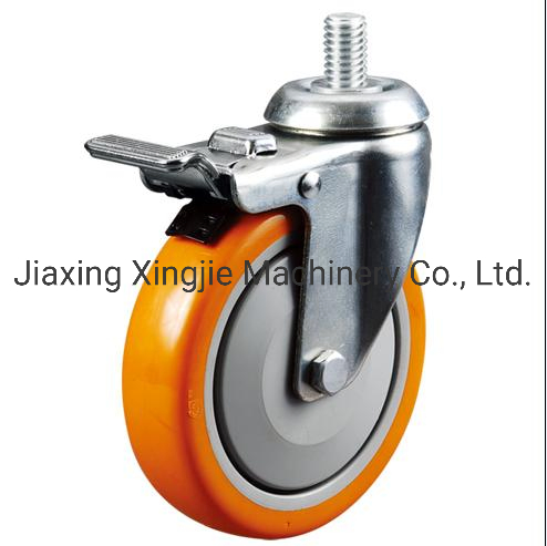 150mm Industry Bolt Hole Brake Caster PU Wheel