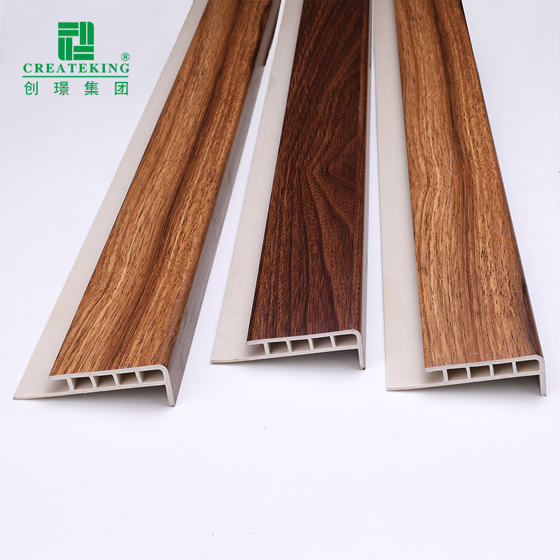 China Supplier Hot Sale Elegant 68*20.5mm Wood-Grain Waterproof PVC Stair Nosing Profiles