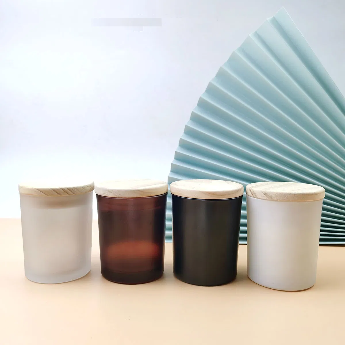 8 Oz Glass Candle Vessels Container Candle Jars with Wooden Lid