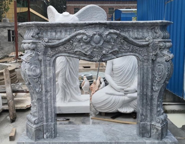High Quality Neoclassical Style Marble Mantelpieces Fireplaces Art Wall House Design