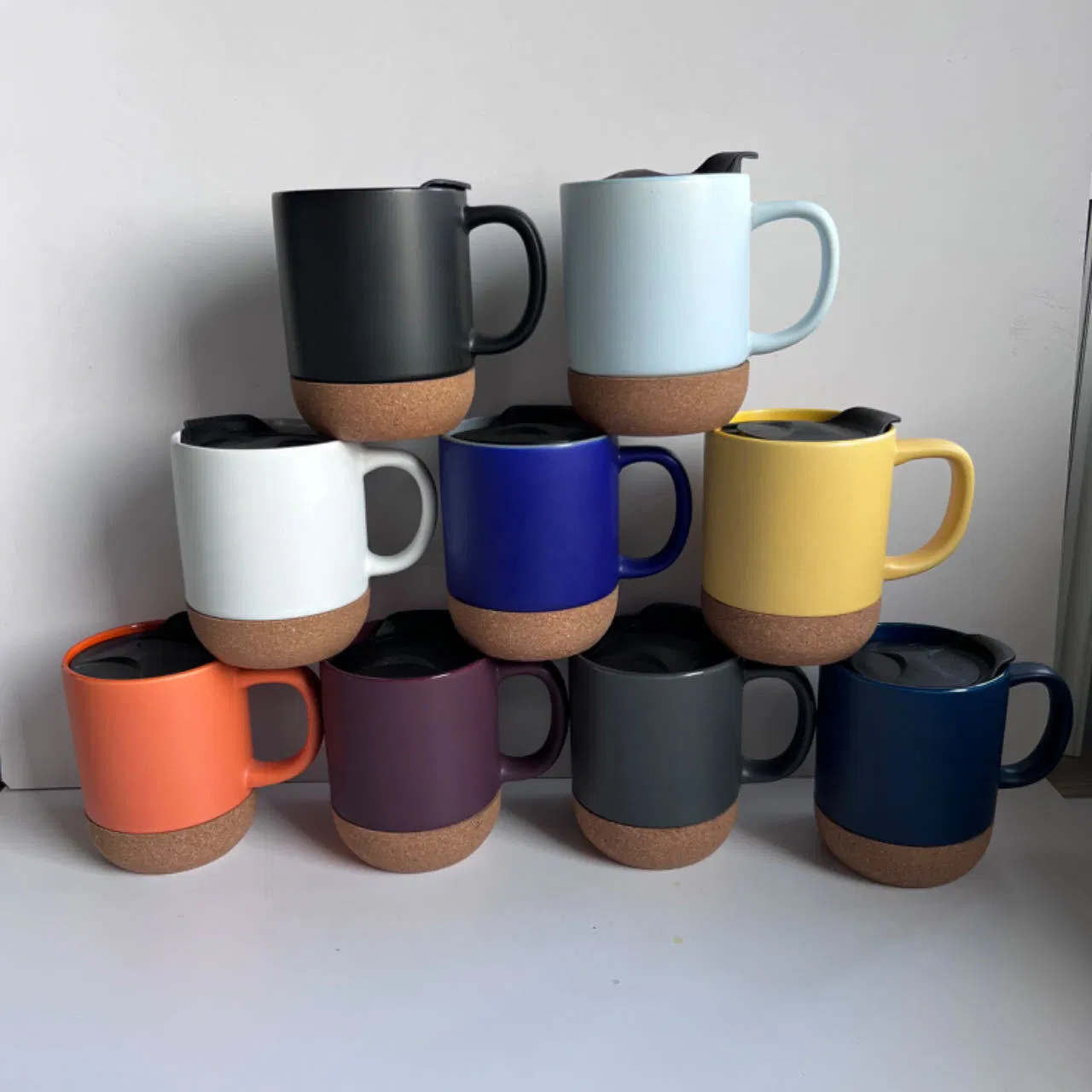 Керамическая кружка 11oz для сублимации с пробковым дном и крышкой