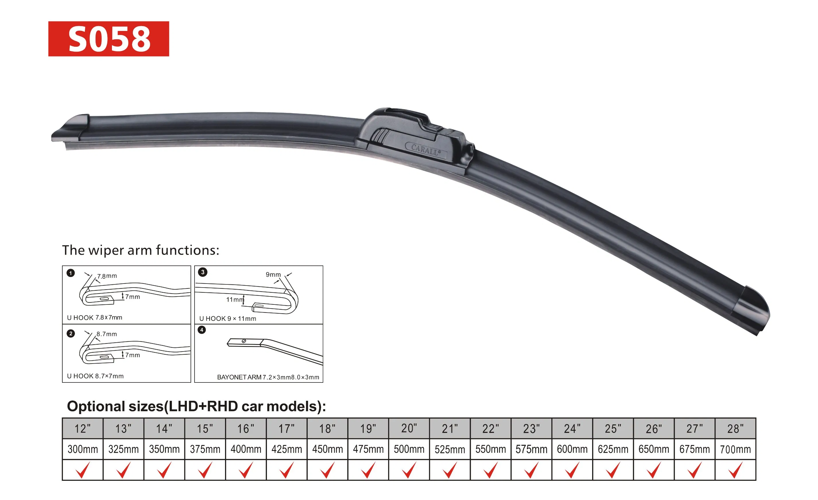 Deerxuan Universal Soft Front Windshield Wiper Blade S058