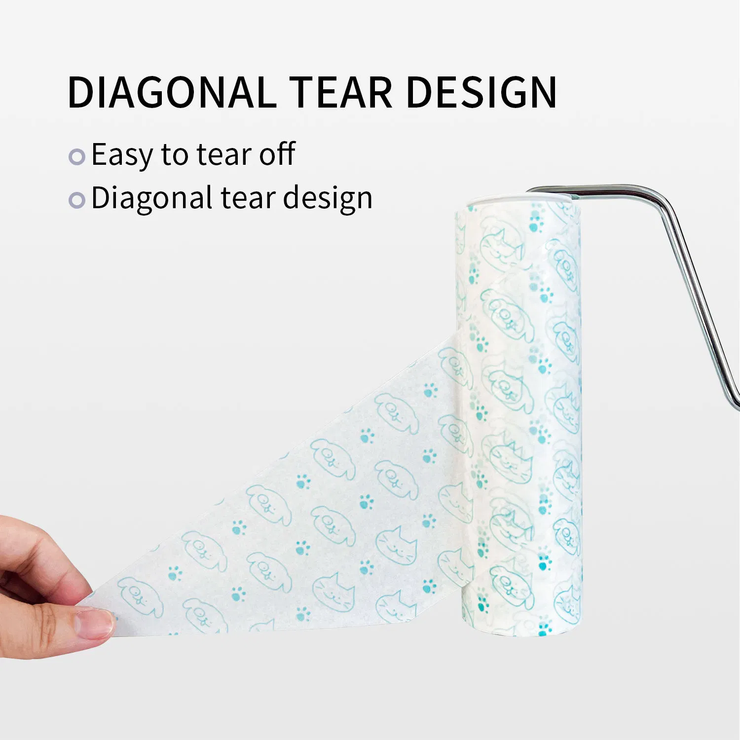 Custom Logo Manual Portable Tear Paper Self Adhesive Pet Hair Remover Sticky Lint Roller for Clothes