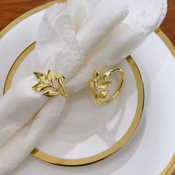 Wedding Decoration Leaf Napkin Rings Gold Napkin Rings Set for Wedding Party