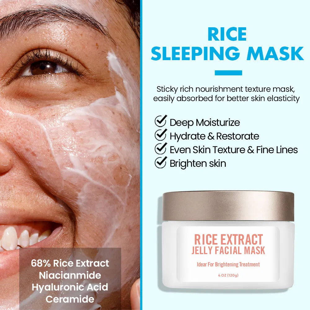Rice Sleep Face Cream Jar Natural Beauty Brightening Hyaluronic Acid Face Cream