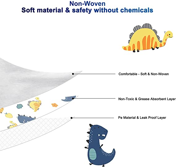 Disposable Bibs Leak-Proof Liner & Reusable Fastener Disposable Baby Bibs