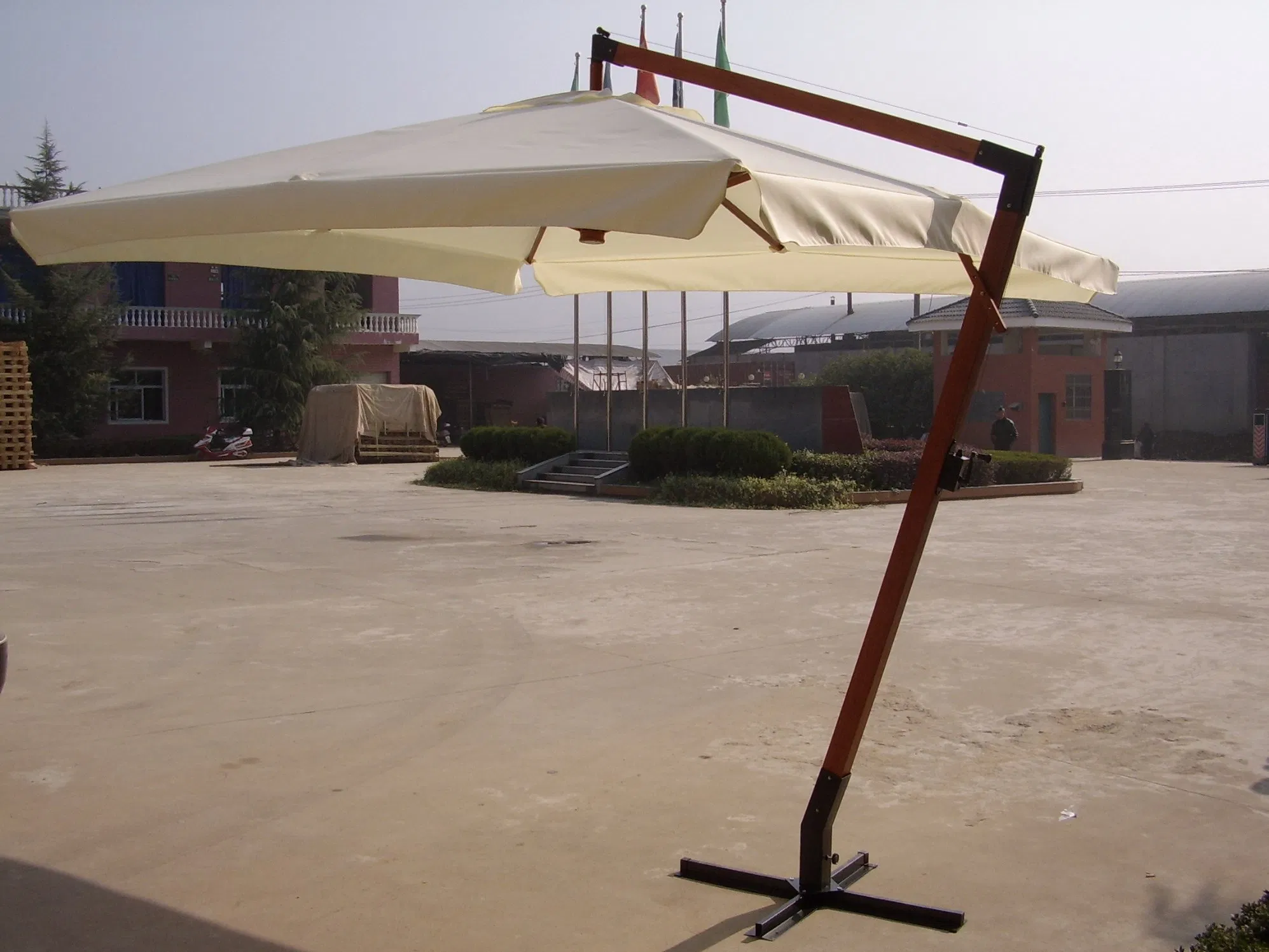 Hot Sale Wooden Hanging Umbrella Parasol Squre Style 300X300cm Garden Patio